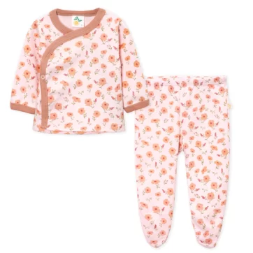 SET 2 PIEZAS ESTAMPADO FLORES NARANJO