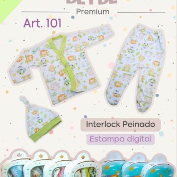 SET EN CAJA 3 PIEZAS ESTAMPADO BEYBE