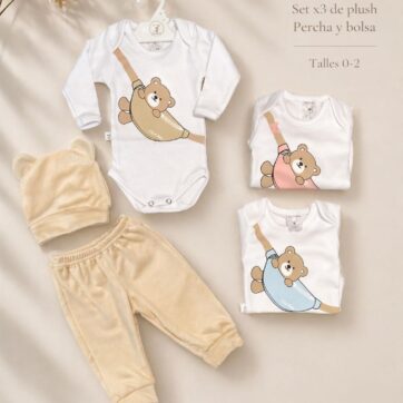 SET EN CAJA BODY CON MEDIO OSITO PLUSH MICKY BABY