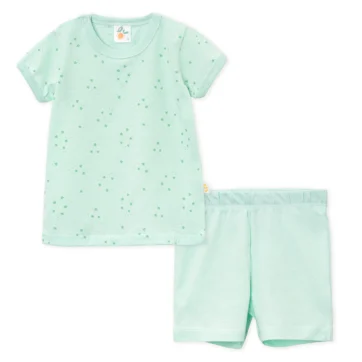 PIJAMA MANGA CORTA CON SHORT ESTRELLAS NARANJO
